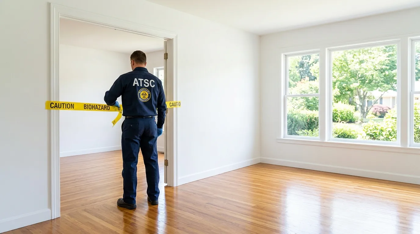 Certified biohazard cleanup crew performing Decomposition Cleanup in Montgomery